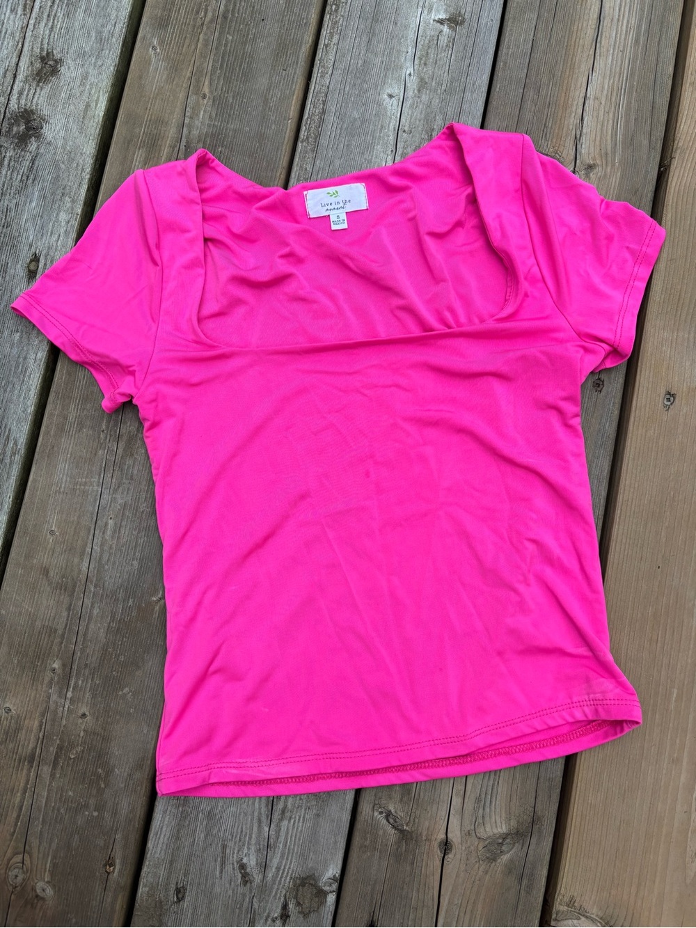Cupio Hot Pink Square Neck Short Sleeve Tee
